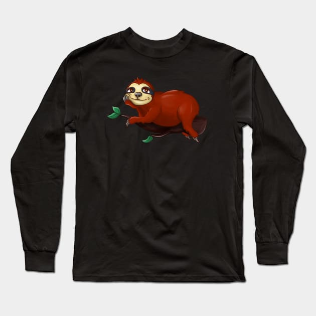 Funny Sloth Laziness Chill Long Sleeve T-Shirt by Foxxy Merch